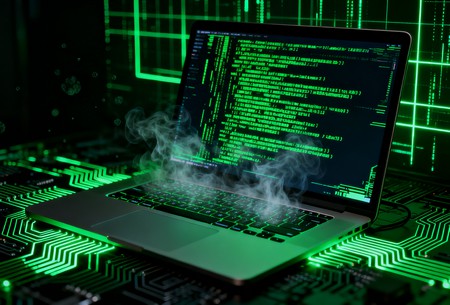 Sick computer infected with a virus